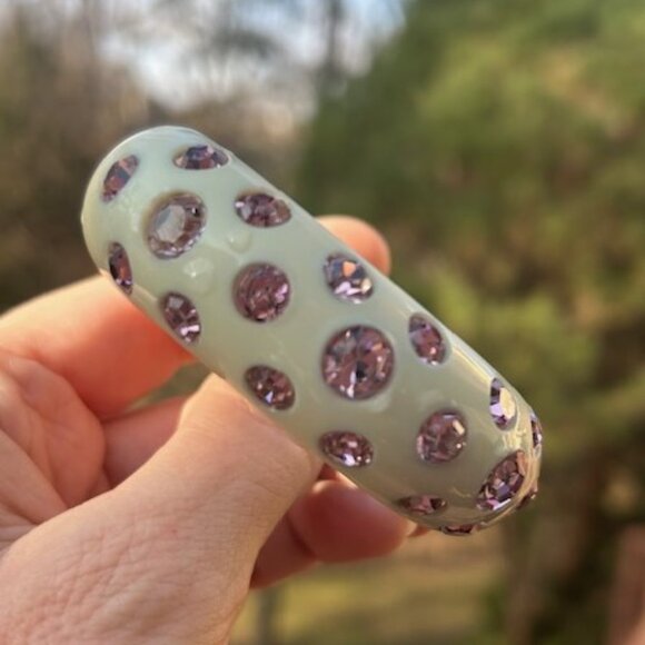 ALBERT WEISS Mint Green Rhinestone Clamper BRACELET - Picture 2 of 9